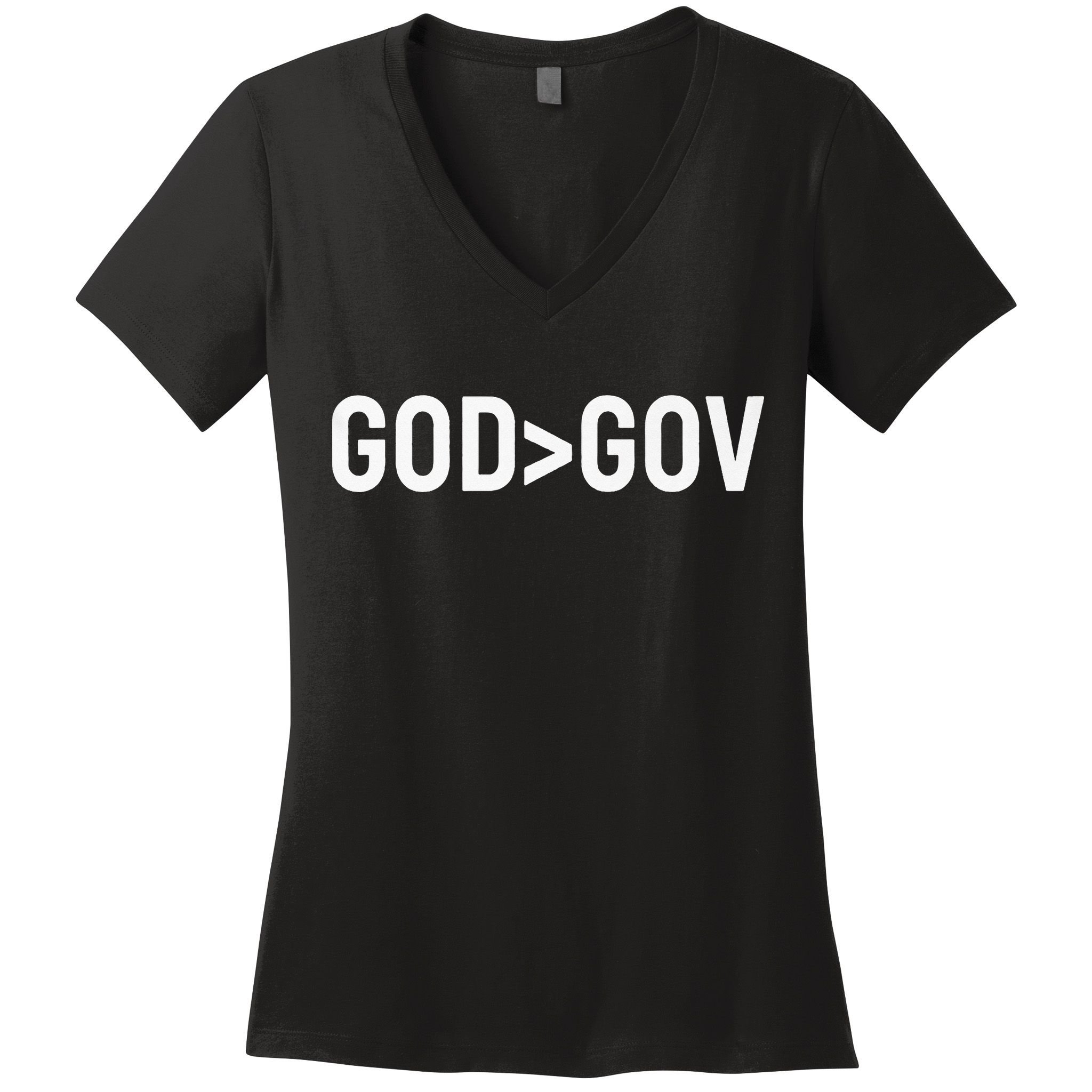 God Bigger Than Gov GOD Over GOV Christian Women's V-Neck T-Shirt