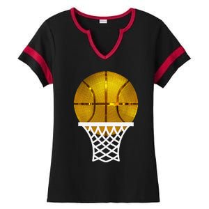 Gold Basketball Trophy Mvp Award Cool Basketball Player Ladies Halftime Notch Neck Tee