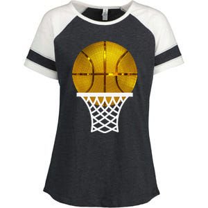 Gold Basketball Trophy Mvp Award Cool Basketball Player Enza Ladies Jersey Colorblock Tee