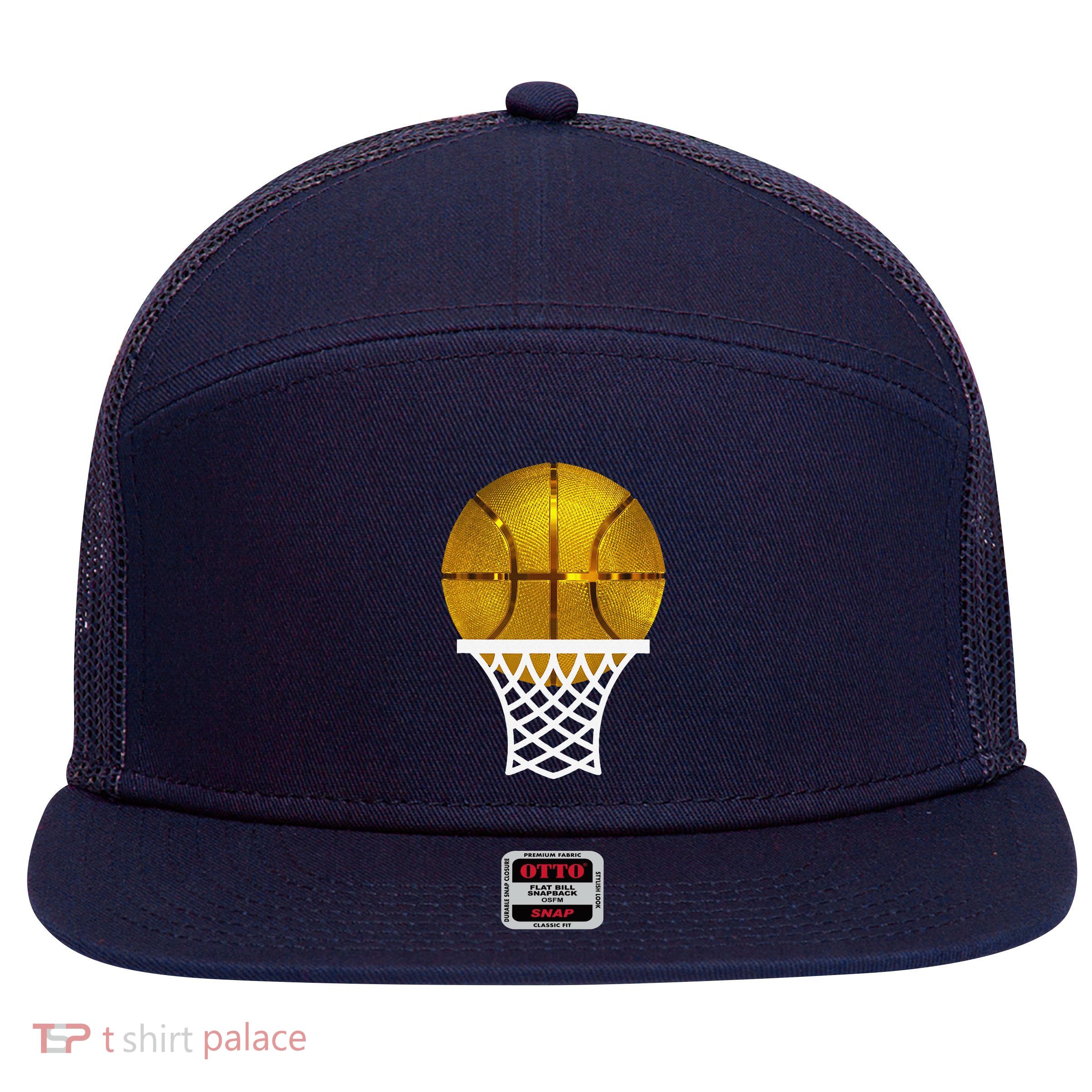 Gold Basketball Trophy Mvp Award Cool Basketball Player 7 Panel Mesh Trucker Snapback Hat