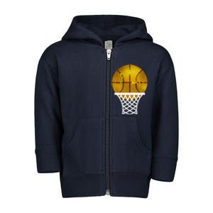 Gold Basketball Trophy Mvp Award Cool Basketball Player Toddler Zip Fleece Hoodie