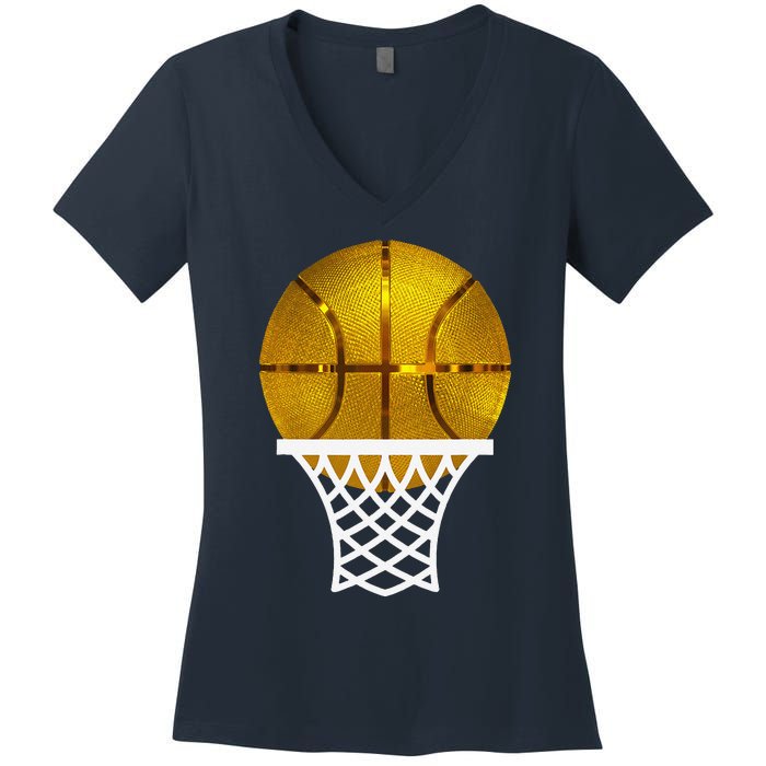 Gold Basketball Trophy Mvp Award Cool Basketball Player Women's V-Neck T-Shirt