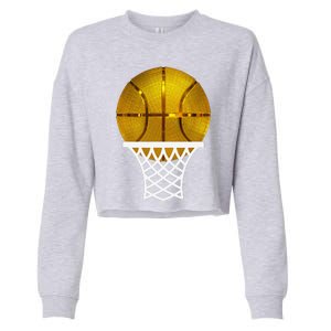 Gold Basketball Trophy Mvp Award Cool Basketball Player Cropped Pullover Crew