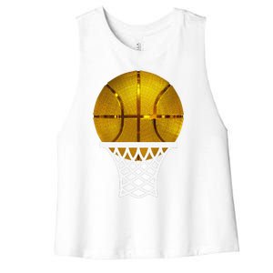 Gold Basketball Trophy Mvp Award Cool Basketball Player Women's Racerback Cropped Tank