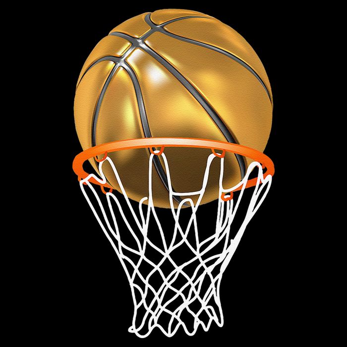 Gold Basketball Trophy Mvp Graphic Stripe Pom Pom Beanie