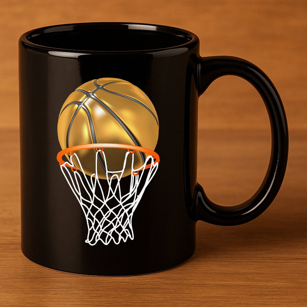 Gold Basketball Trophy Mvp Graphic 11oz C Handle Ceramic Mug