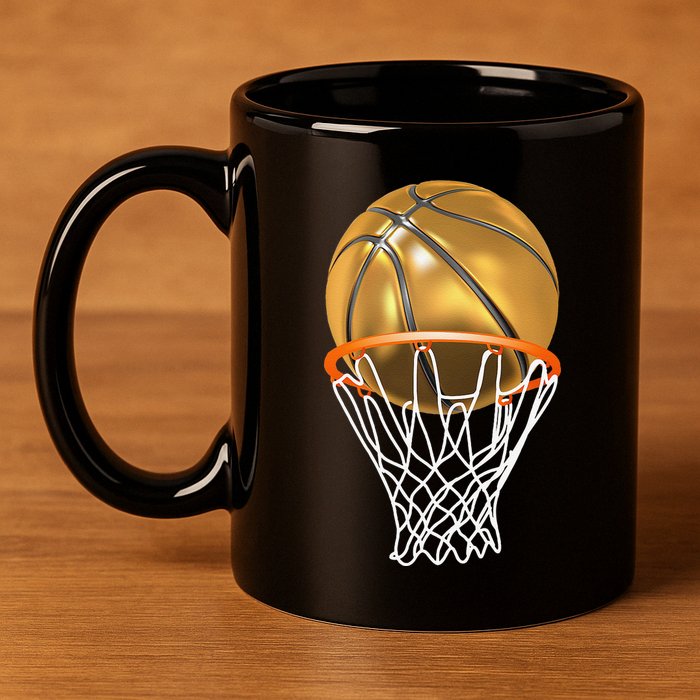 Gold Basketball Trophy Mvp Graphic 11oz C Handle Ceramic Mug