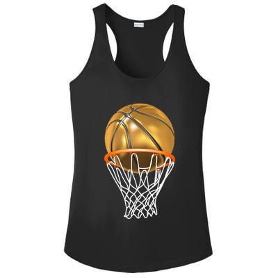 Gold Basketball Trophy Mvp Graphic Ladies PosiCharge Competitor Racerback Tank