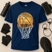 Gold Basketball Trophy Mvp Graphic Cooling Performance Crew T-Shirt