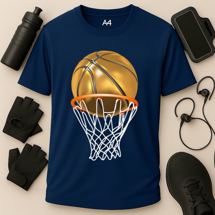 Gold Basketball Trophy Mvp Graphic Cooling Performance Crew T-Shirt