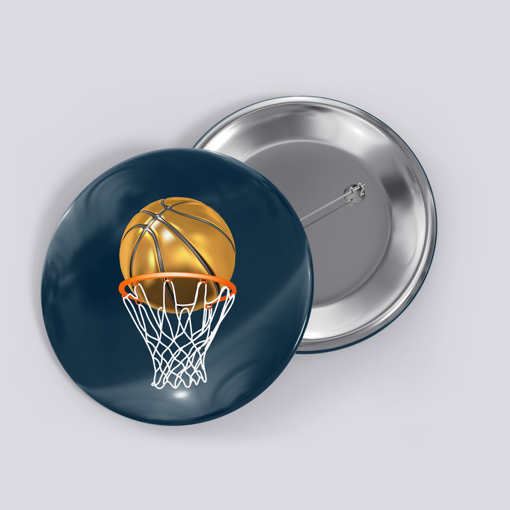 Gold Basketball Trophy Mvp Graphic Button