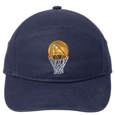 Gold Basketball Trophy Mvp Graphic 7-Panel Snapback Hat