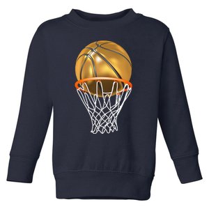 Gold Basketball Trophy Mvp Graphic Toddler Sweatshirt