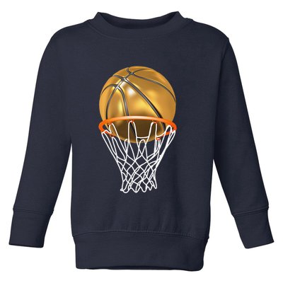 Gold Basketball Trophy Mvp Graphic Toddler Sweatshirt