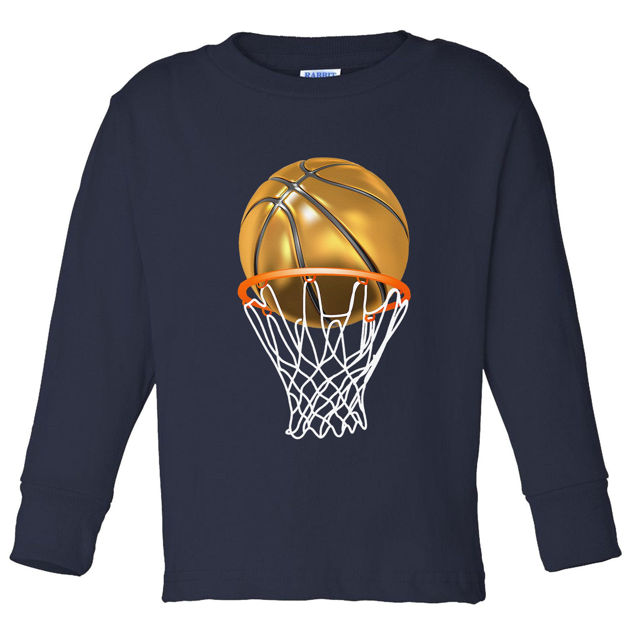Gold Basketball Trophy Mvp Graphic Toddler Long Sleeve Shirt