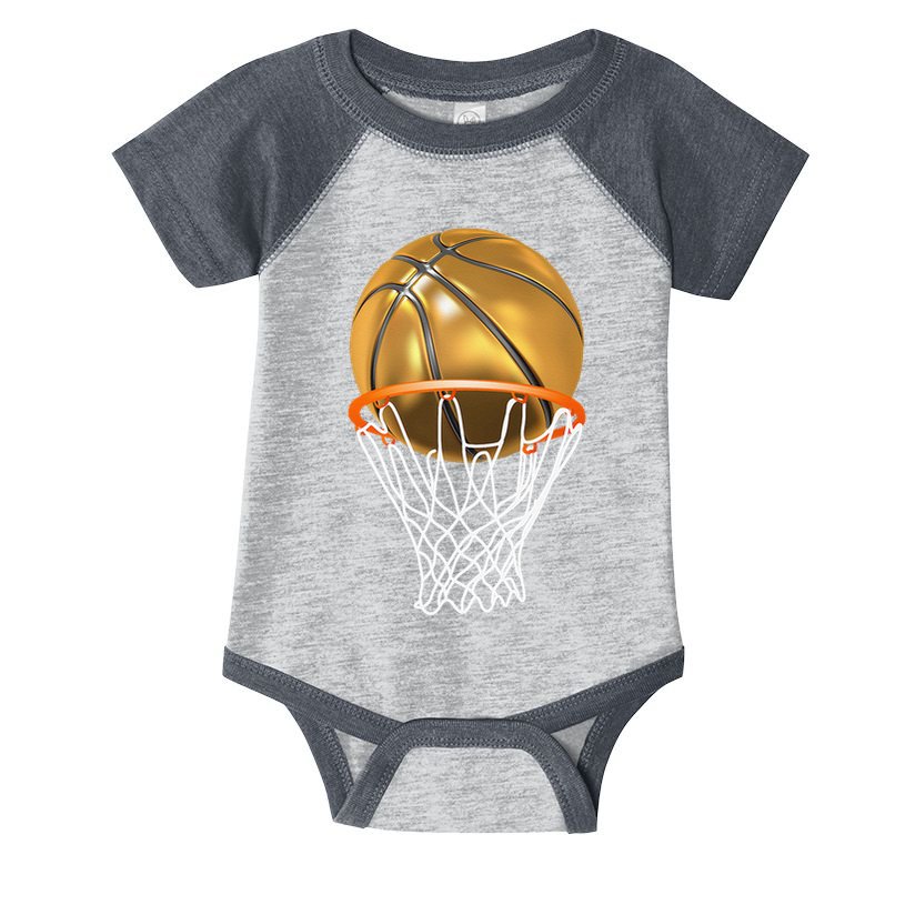 Gold Basketball Trophy Mvp Graphic Infant Baby Jersey Bodysuit