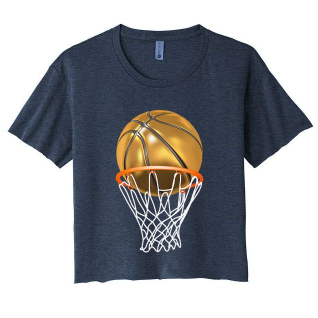 Gold Basketball Trophy Mvp Graphic Crop Top