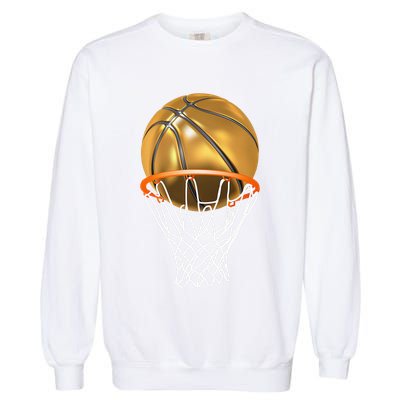 Gold Basketball Trophy Mvp Graphic Garment-Dyed Sweatshirt