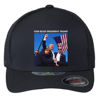God Bless Trump Rally 2024 Strong Support Flexfit Unipanel Trucker Cap