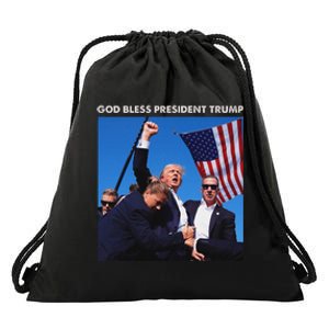 God Bless Trump Rally 2024 Strong Support Drawstring Bag