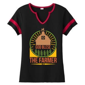 God Blese The Farmer Ladies Halftime Notch Neck Tee