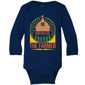 God Blese The Farmer Baby Long Sleeve Bodysuit