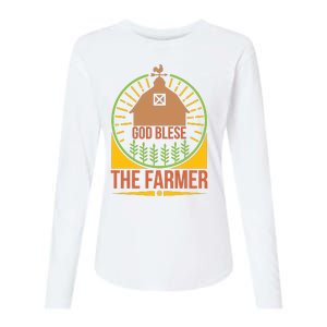 God Blese The Farmer Womens Cotton Relaxed Long Sleeve T-Shirt