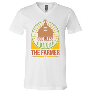 God Blese The Farmer V-Neck T-Shirt