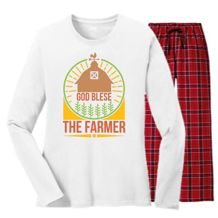 God Blese The Farmer Women's Long Sleeve Flannel Pajama Set 