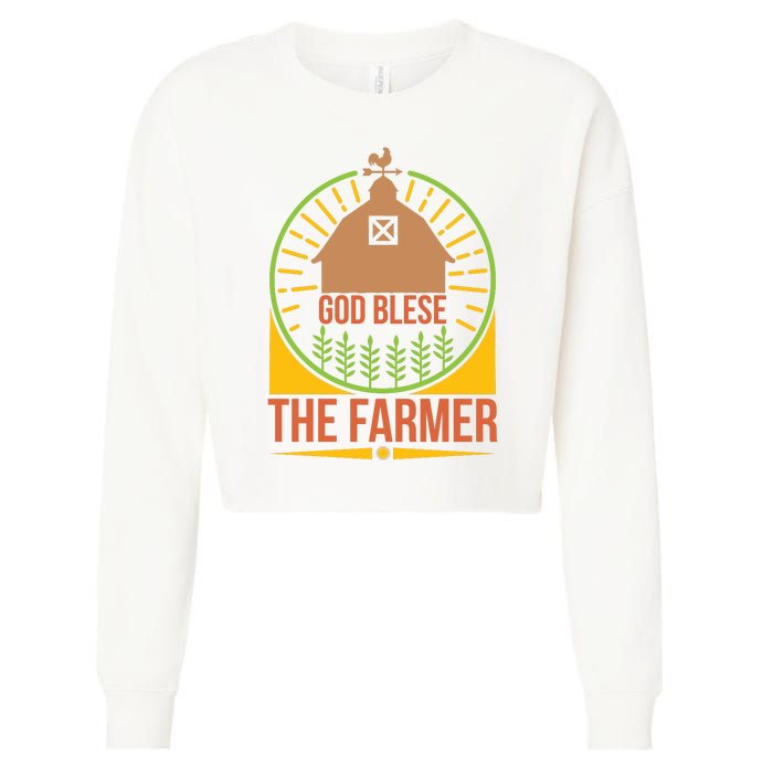 God Blese The Farmer Cropped Pullover Crew