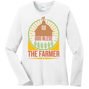 God Blese The Farmer Ladies Long Sleeve Shirt