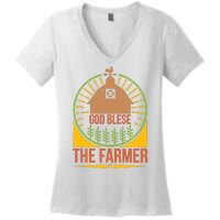 God Blese The Farmer Women's V-Neck T-Shirt