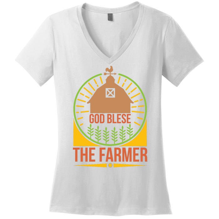 God Blese The Farmer Women's V-Neck T-Shirt