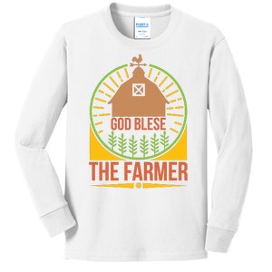 God Blese The Farmer Kids Long Sleeve Shirt