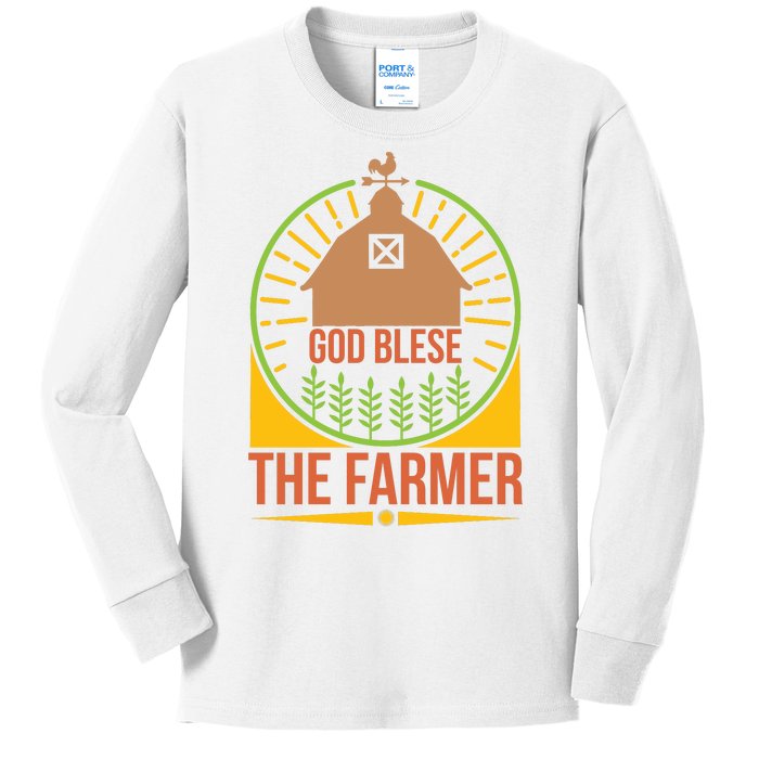 God Blese The Farmer Kids Long Sleeve Shirt