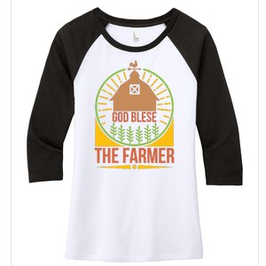 God Blese The Farmer Women's Tri-Blend 3/4-Sleeve Raglan Shirt