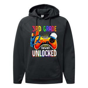 Gamer Back To School Gamepad 3rd Third Grade Level Unlocked Performance Fleece Hoodie