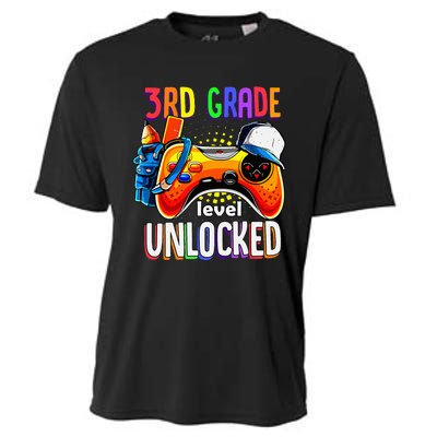 Gamer Back To School Gamepad 3rd Third Grade Level Unlocked Cooling Performance Crew T-Shirt