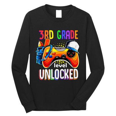 Gamer Back To School Gamepad 3rd Third Grade Level Unlocked Long Sleeve Shirt