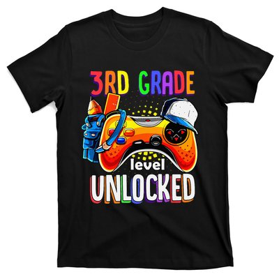 Gamer Back To School Gamepad 3rd Third Grade Level Unlocked T-Shirt