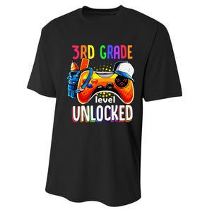 Gamer Back To School Gamepad 3rd Third Grade Level Unlocked Performance Sprint T-Shirt