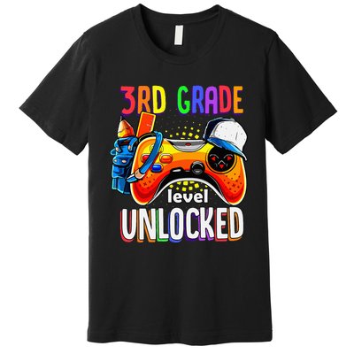 Gamer Back To School Gamepad 3rd Third Grade Level Unlocked Premium T-Shirt