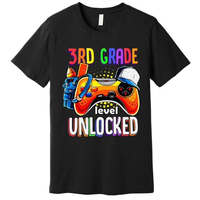 Gamer Back To School Gamepad 3rd Third Grade Level Unlocked Premium T-Shirt