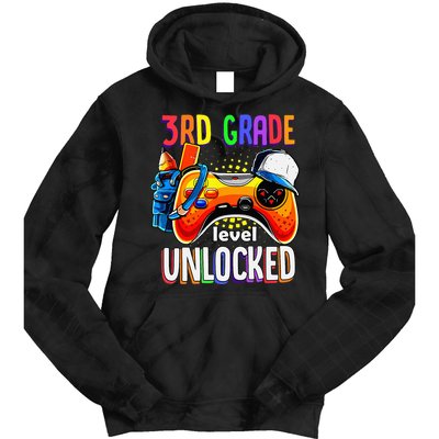 Gamer Back To School Gamepad 3rd Third Grade Level Unlocked Tie Dye Hoodie