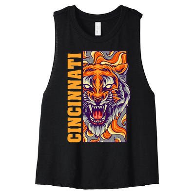 Growling Bengal Tiger Women's Racerback Cropped Tank