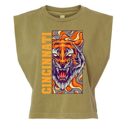 Growling Bengal Tiger Garment-Dyed Women's Muscle Tee