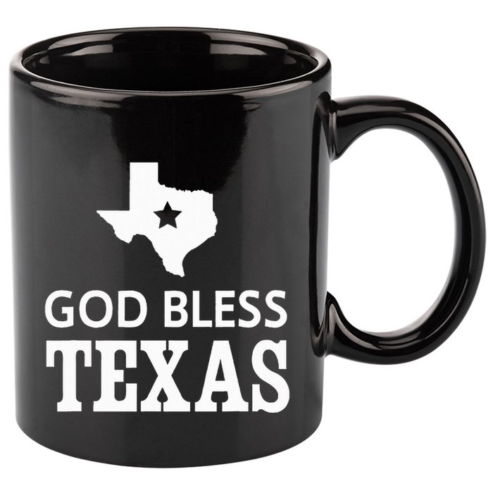 God Bless Texas 11oz C Handle Ceramic Mug