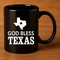 God Bless Texas 11oz C Handle Ceramic Mug