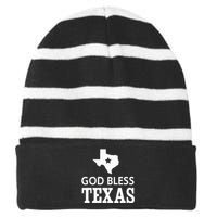 God Bless Texas Striped Beanie with Solid Band