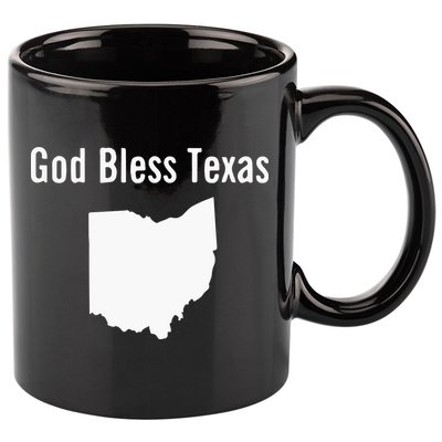 God Bless Texas Ohio 11oz C Handle Ceramic Mug